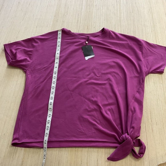 CALIA Carrie Underwood Tie Front Athletic Tee Womens Small Fuchsia Pink New - Picture 4 of 7